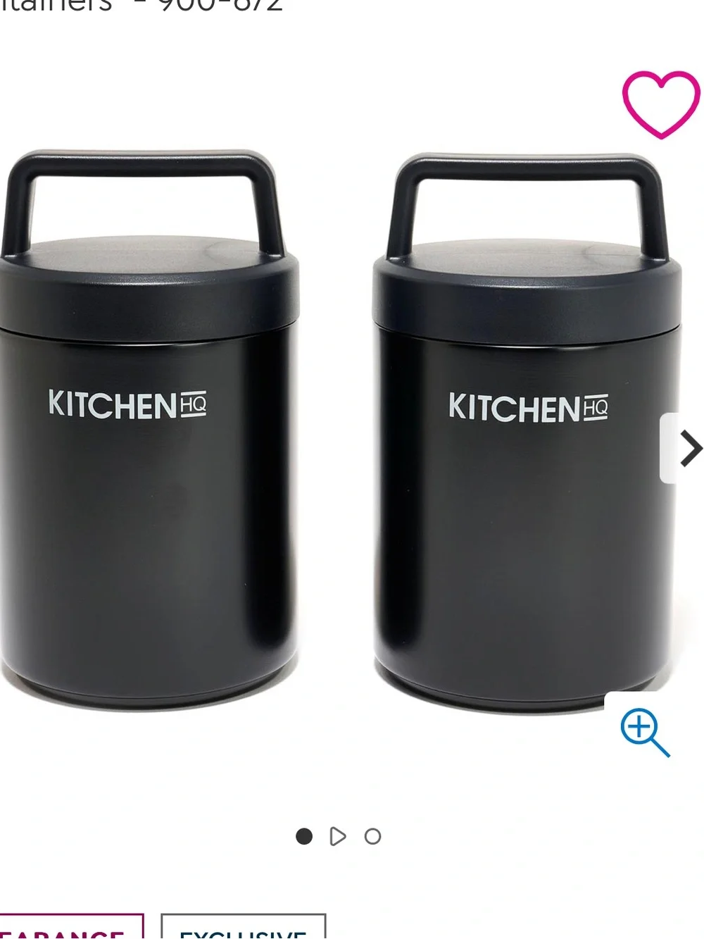 Kitchen HQ Black Insulated Food HOT AND COLD Containers with Handle (Set of 2)